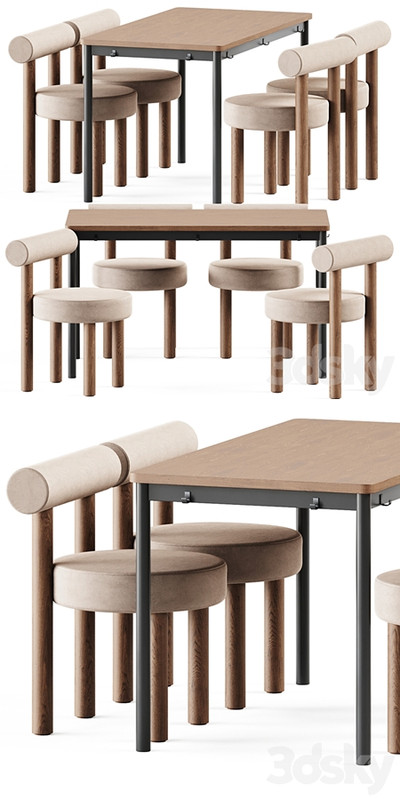 Tommaryd wooden table by Ikea and Chair Gropius CS2 by Noom